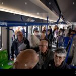 Commuters aboard Madrid’s new Line 6 metro, marking a key transport upgrade for the capital and its suburbs.