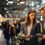 Business professionals collaborate on digital tools in a modern office setting, reflecting the growing role of technology in corporate operations.