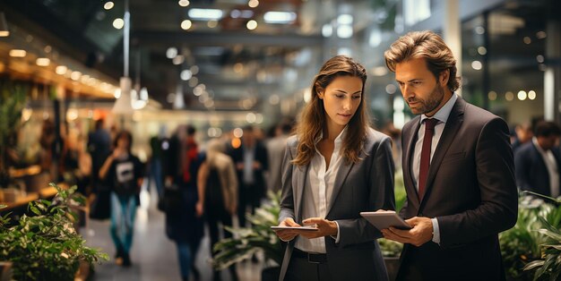 Business professionals collaborate on digital tools in a modern office setting, reflecting the growing role of technology in corporate operations.