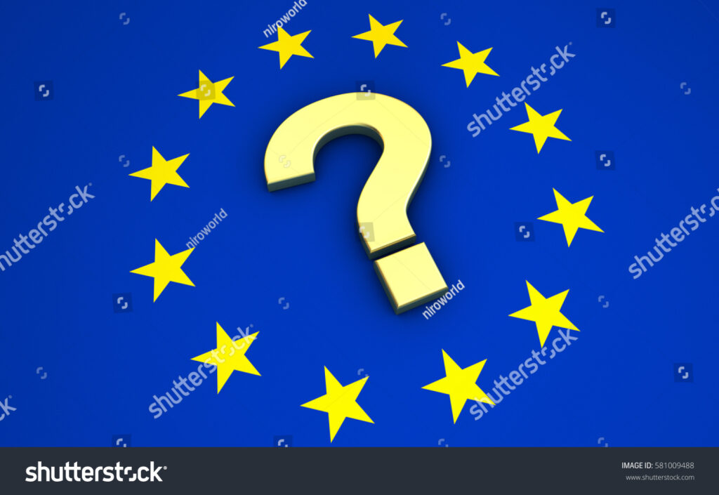 The EU flag with a central question mark highlights the confusion surrounding new regulations on 'high-efficiency combustion engines'.